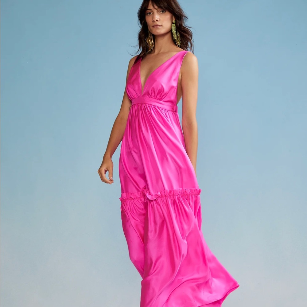 Cynthia Rowley Silk ruffle v-neck dress
